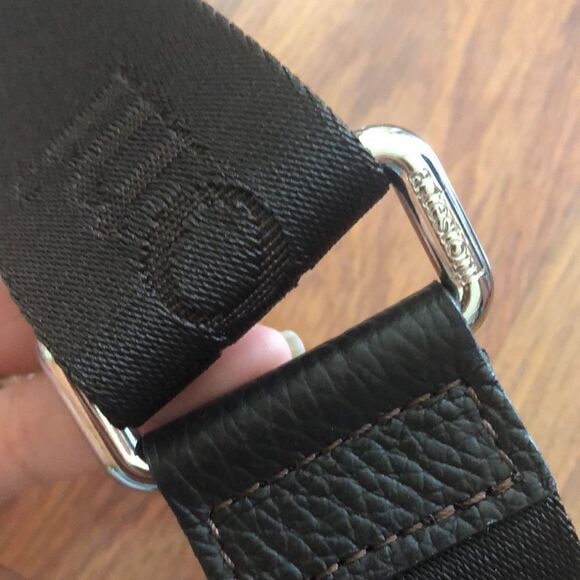 a.testoni Chocolate brown logo wide strap luggage strap purse strap. - Picture 4 of 8